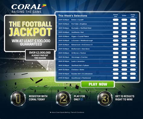 coral jackpot prediction this weekend|£1.9 million estimated in Football Jackpot this weekend .